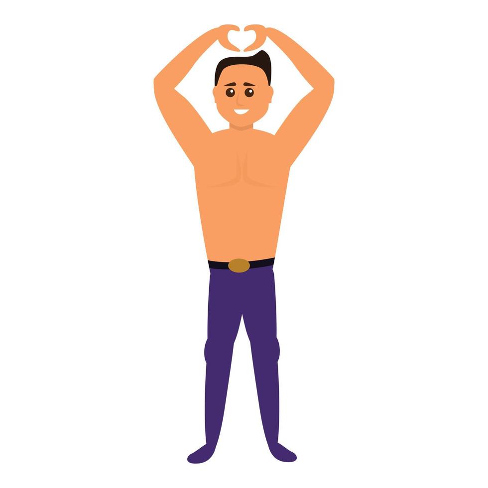 Muscle gay man icon, cartoon style vector