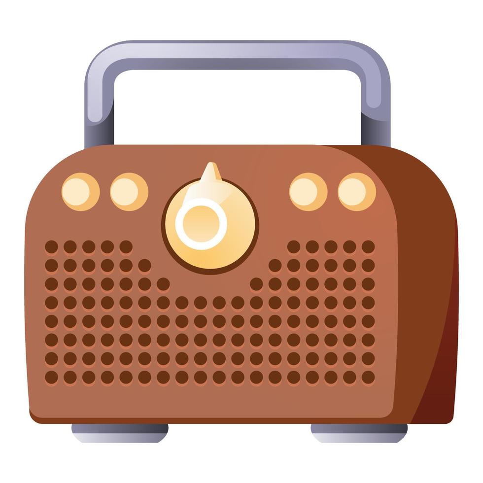 Retro radio box icon, cartoon style vector