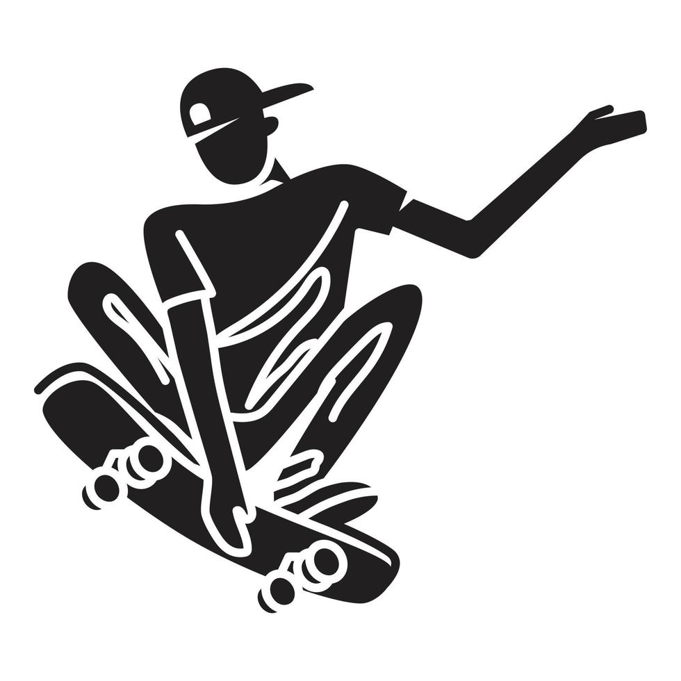 Skater trick hello icon, simple style vector