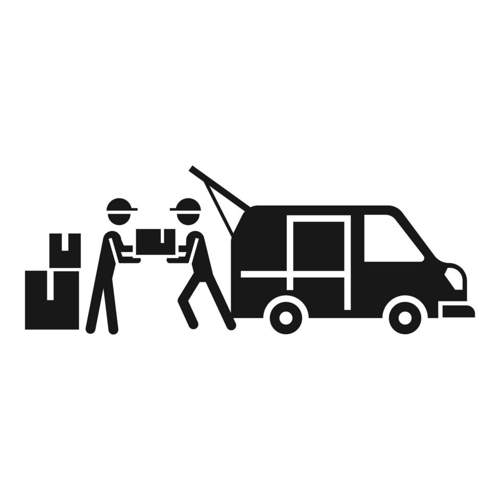 Loading parcel truck icon, simple style vector