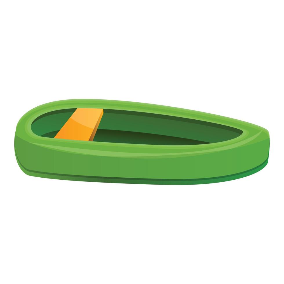 Green rubber boat icon, cartoon style vector