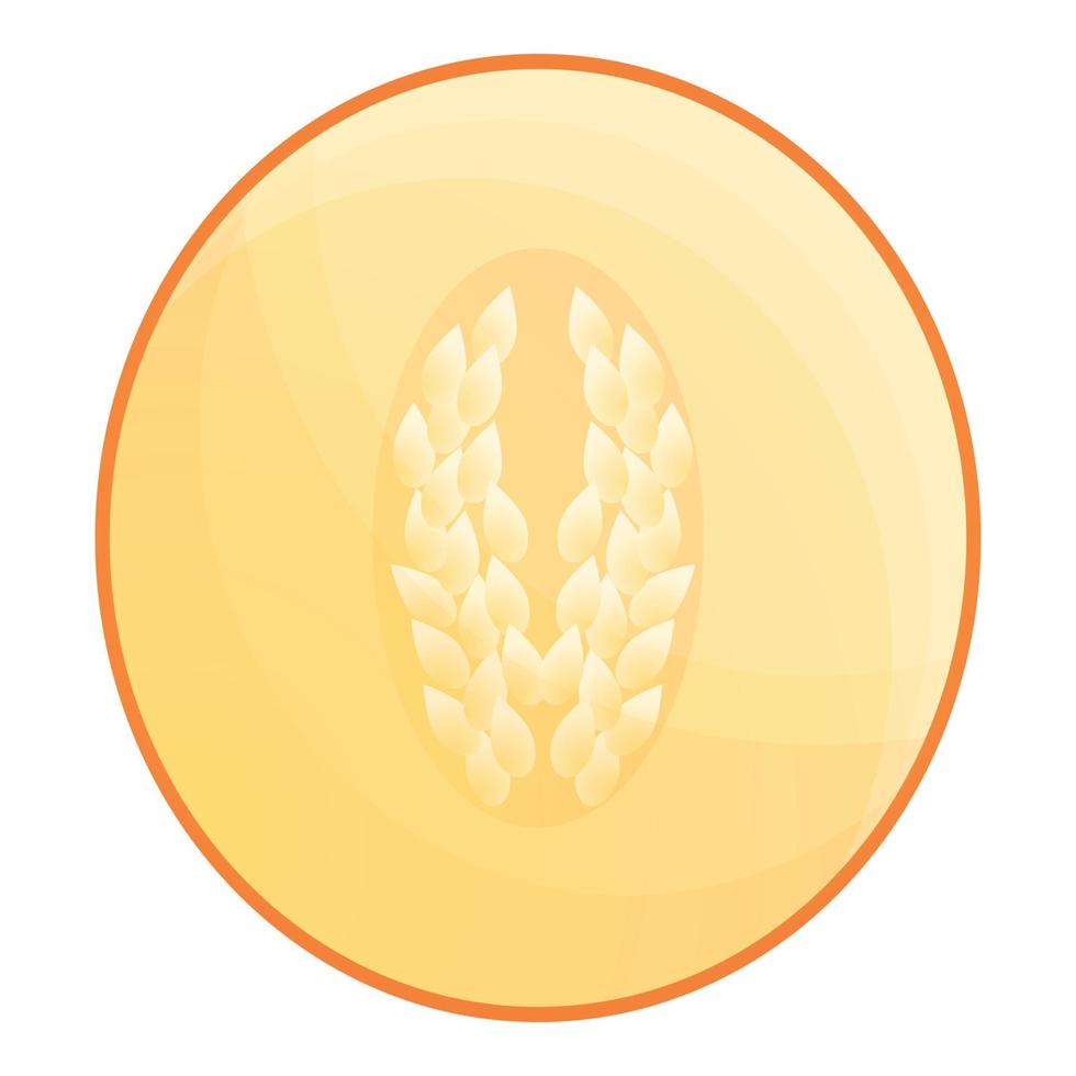 Half of melon icon, cartoon style vector