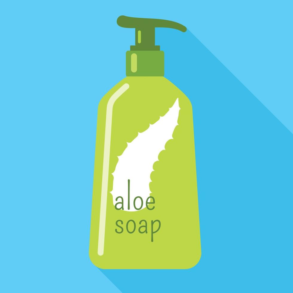 Aloe dispenser soap icon, flat style vector