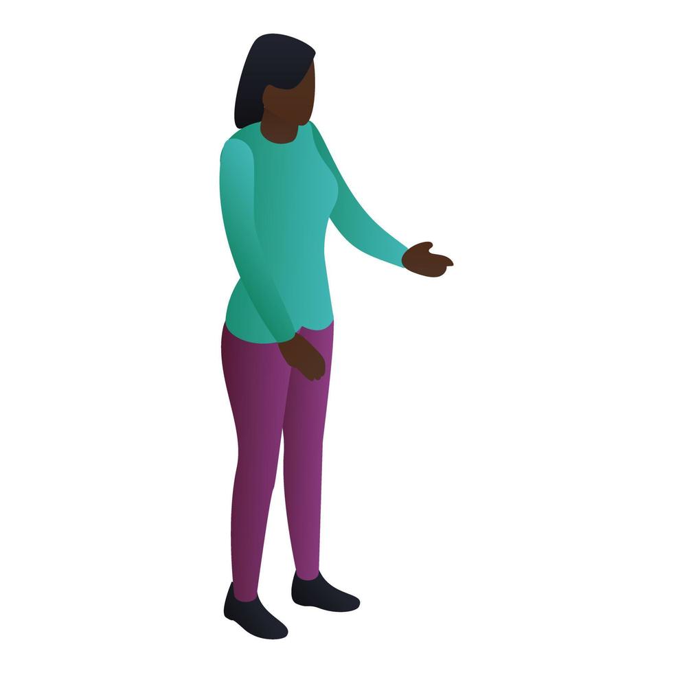 African woman icon, isometric style vector