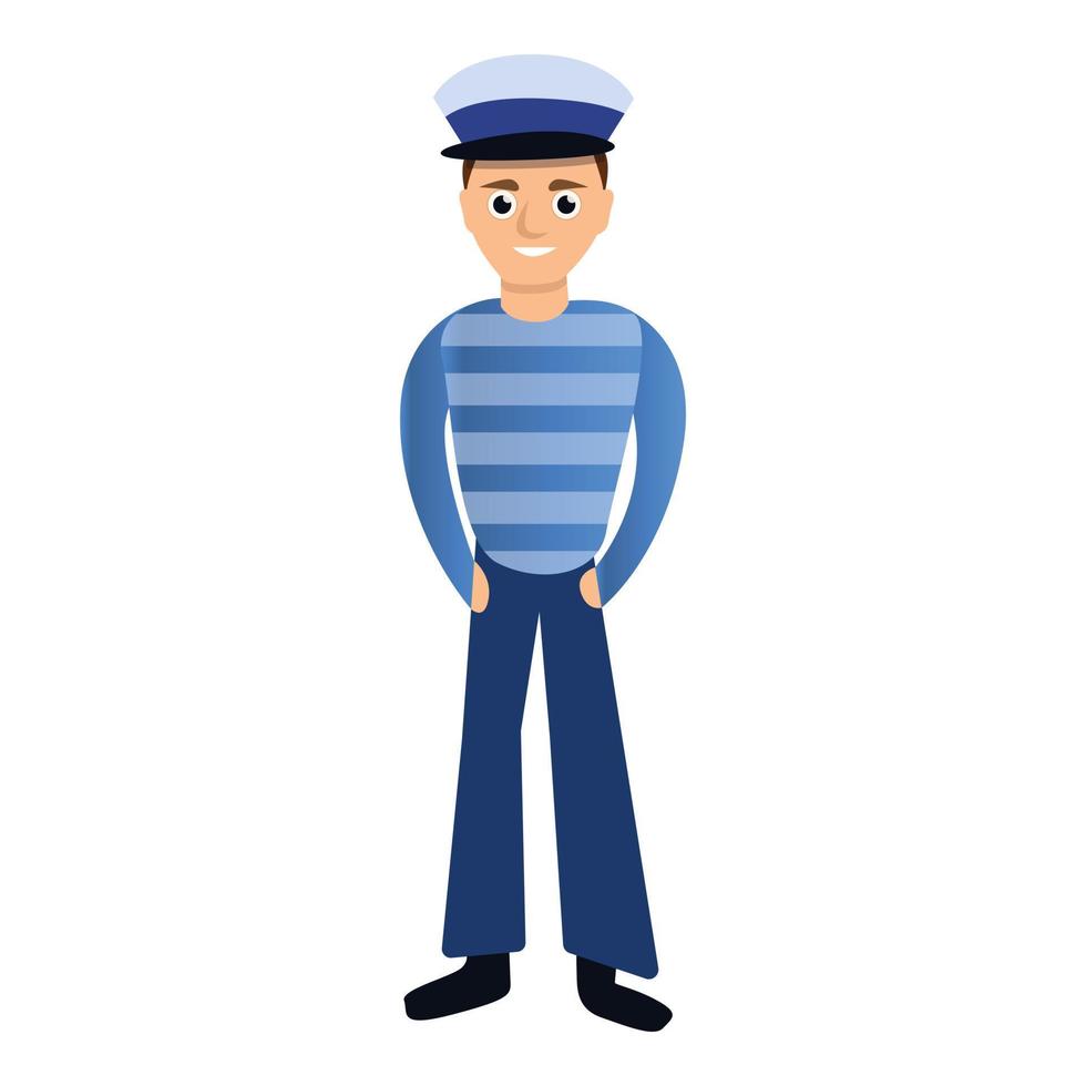 Young sailor boy icon, cartoon style vector