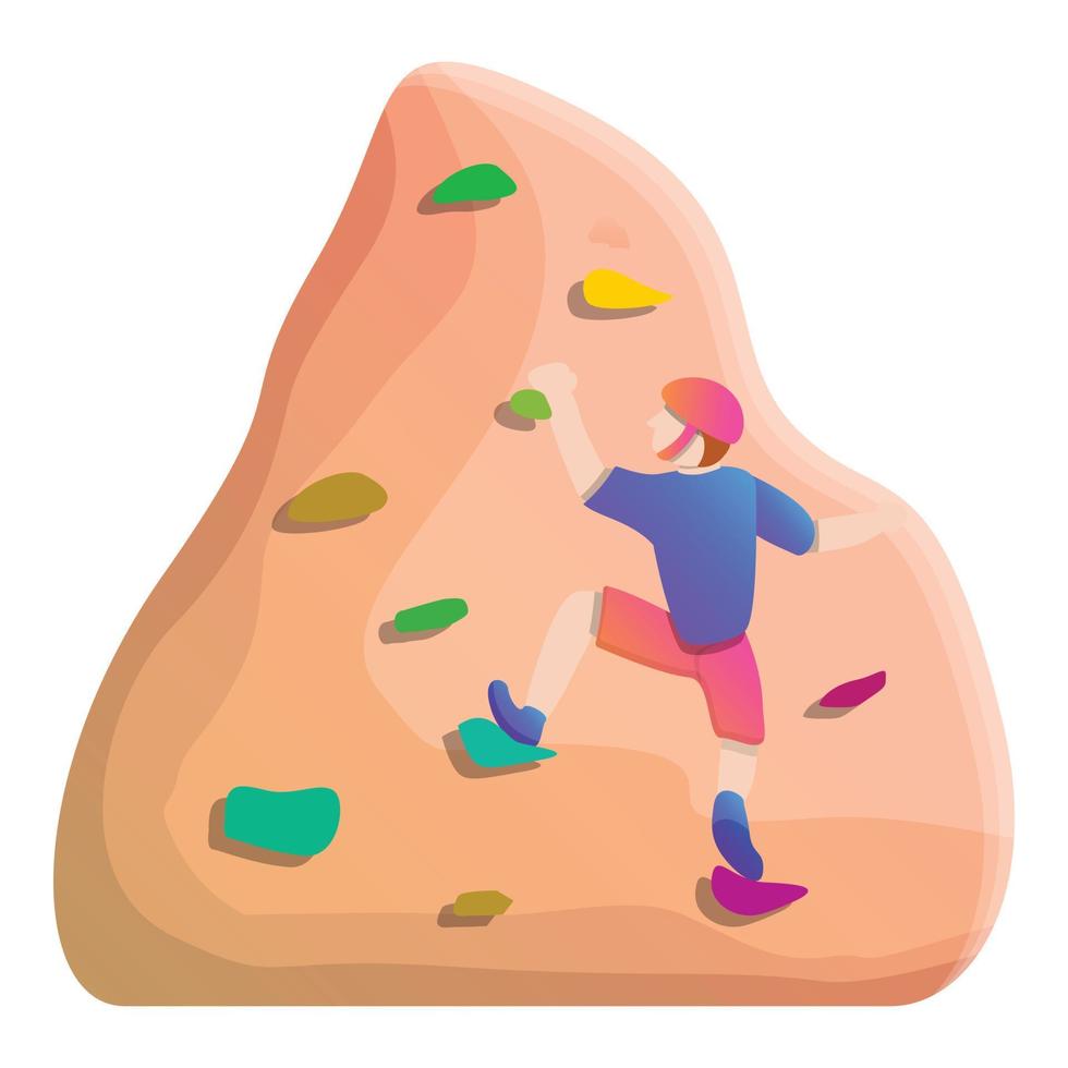 Safety wall climbing icon, cartoon style vector