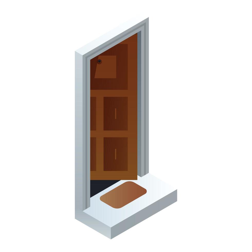 Open house door icon, isometric style vector