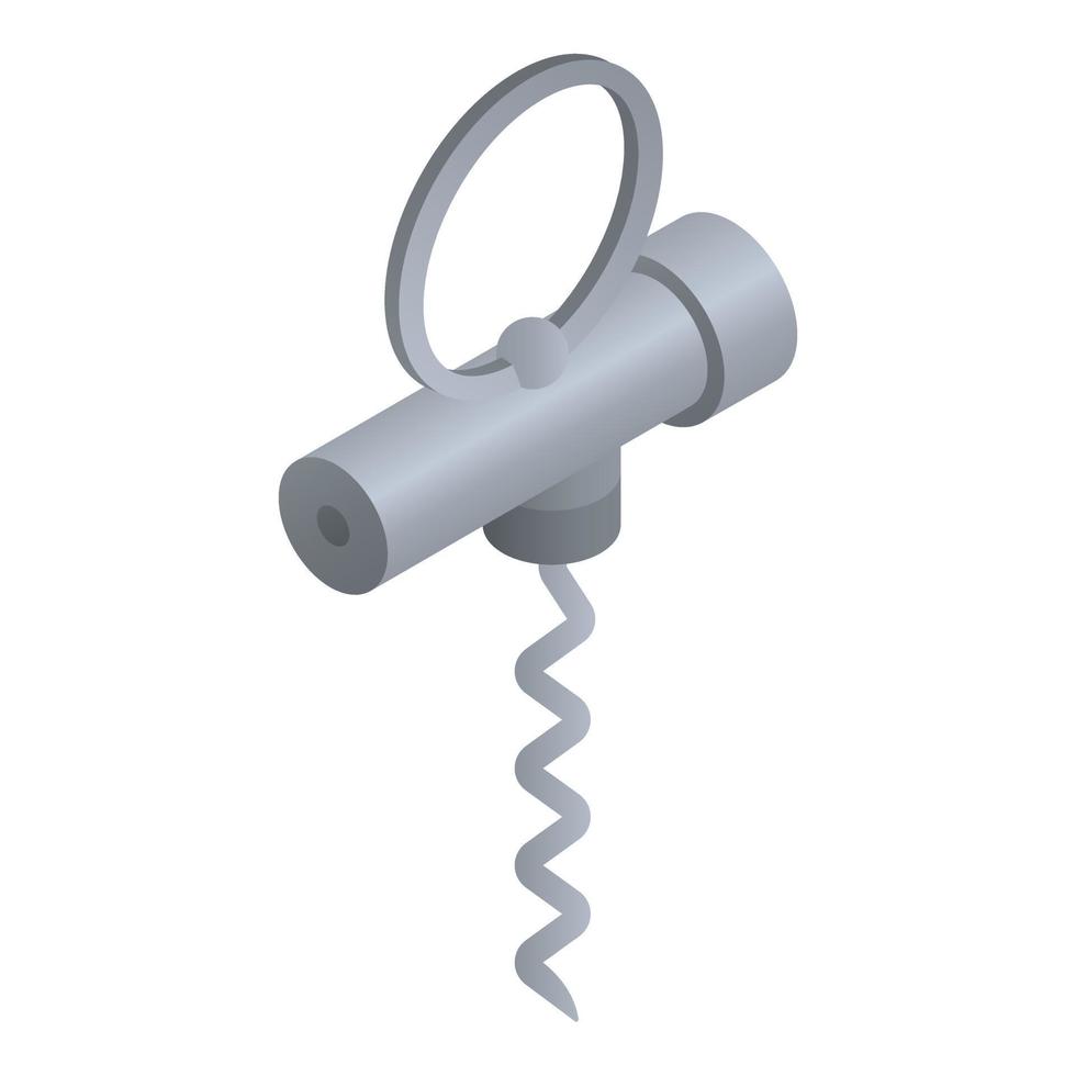 Metal corkscrew icon, isometric style vector