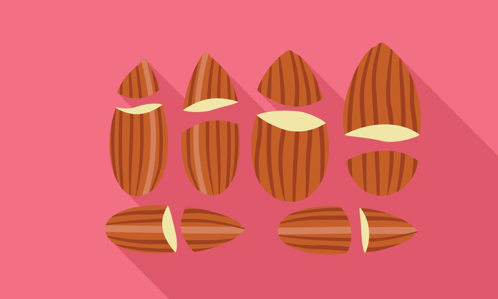 Cutted almond icon, flat style vector