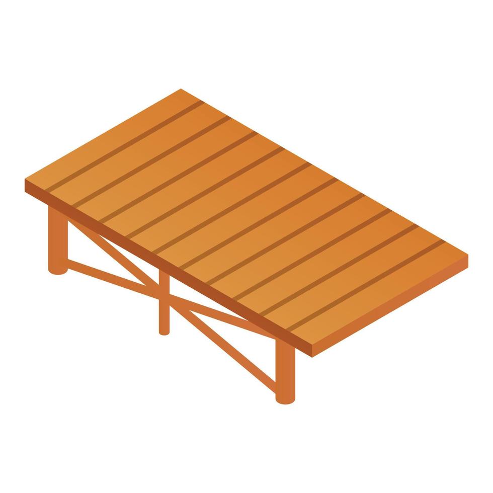 icono de plataforma de cabaña de madera, estilo isométrico vector