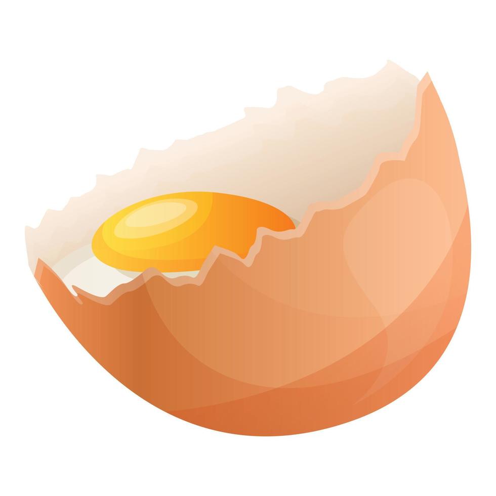 icono de media cáscara de huevo, estilo de dibujos animados vector
