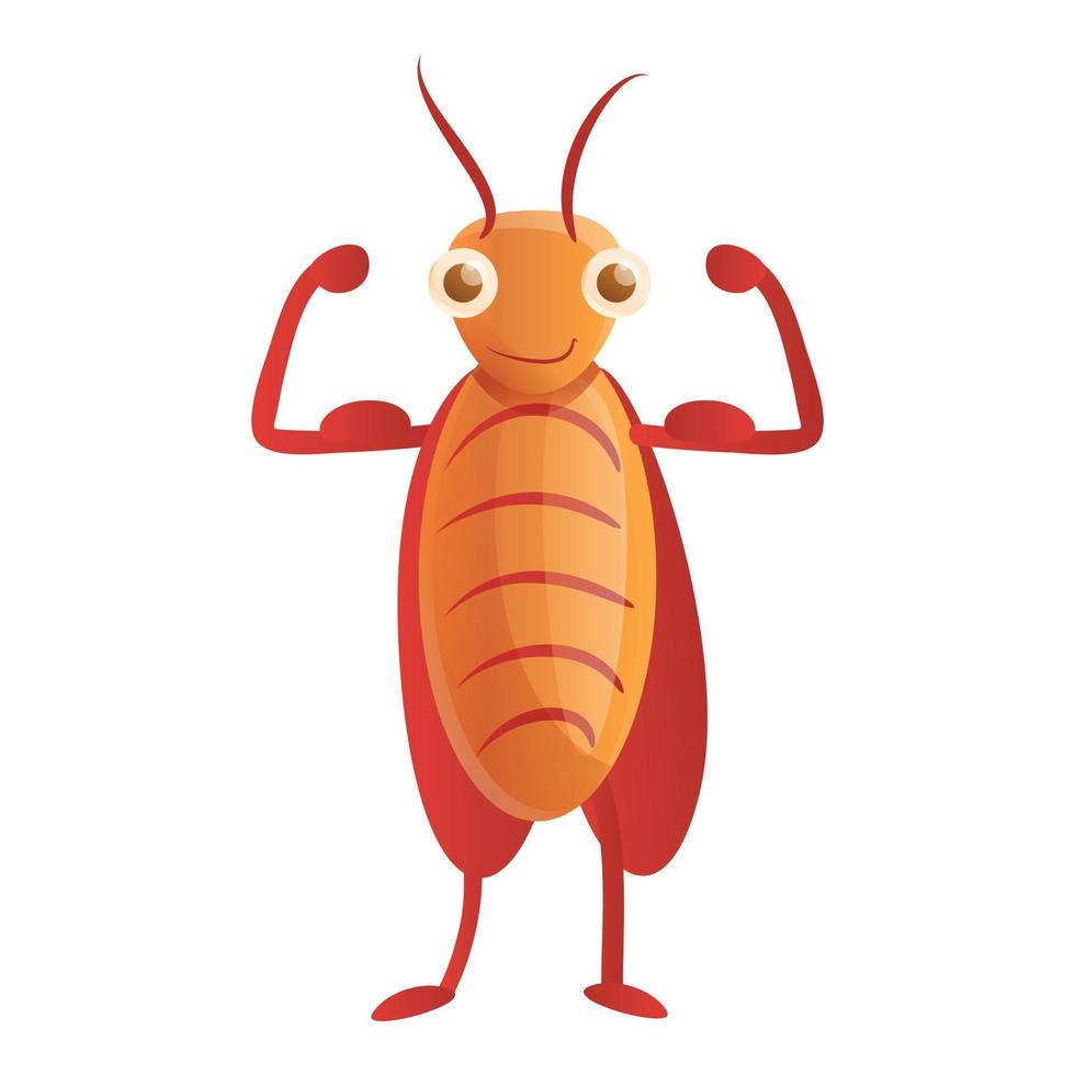 icono de cucaracha culturista, estilo de dibujos animados vector