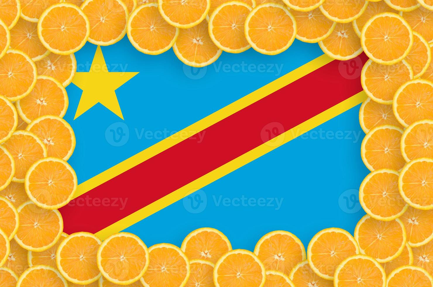 Democratic Republic of the Congo flag  in fresh citrus fruit slices frame photo
