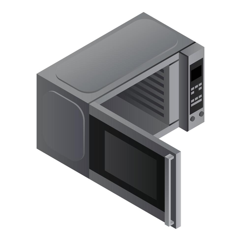 Open microwave icon, isometric style vector
