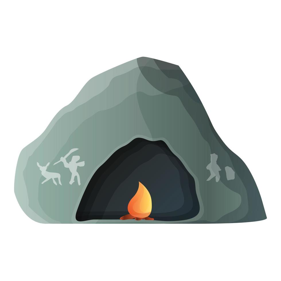 icono de cueva prehistórica, estilo de dibujos animados vector