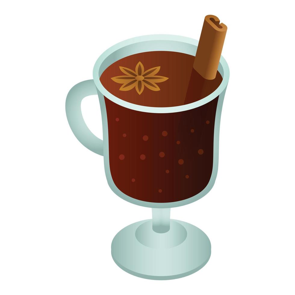 Glass mulled wine icon, isometric style vector