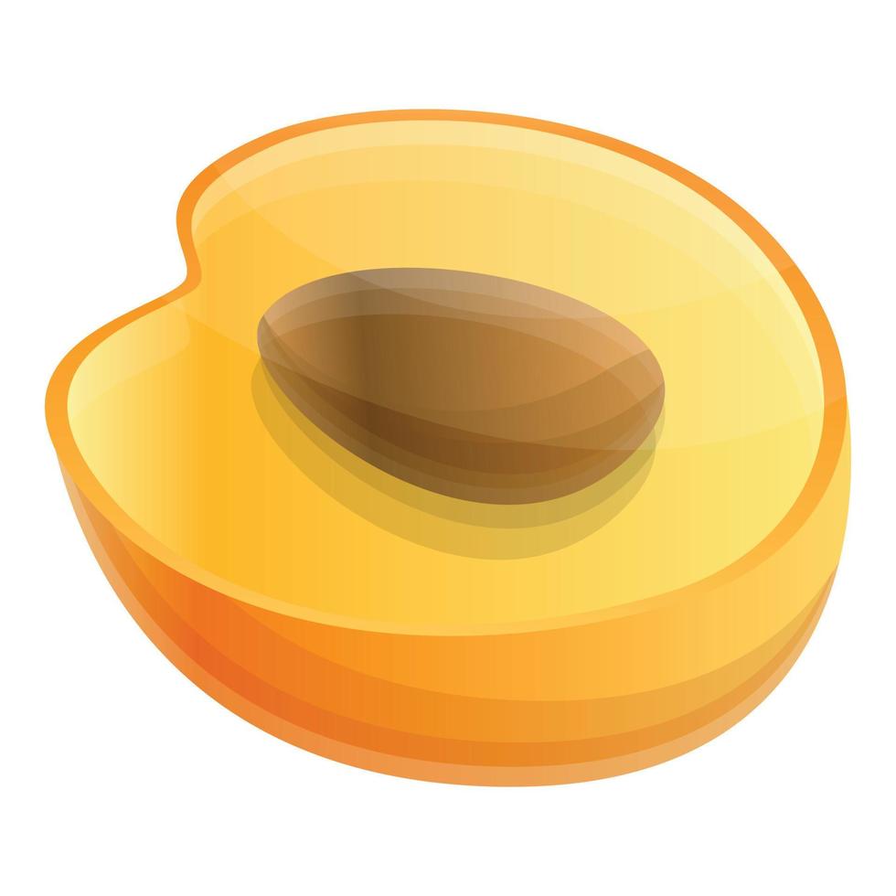 Half apricot icon, cartoon style vector
