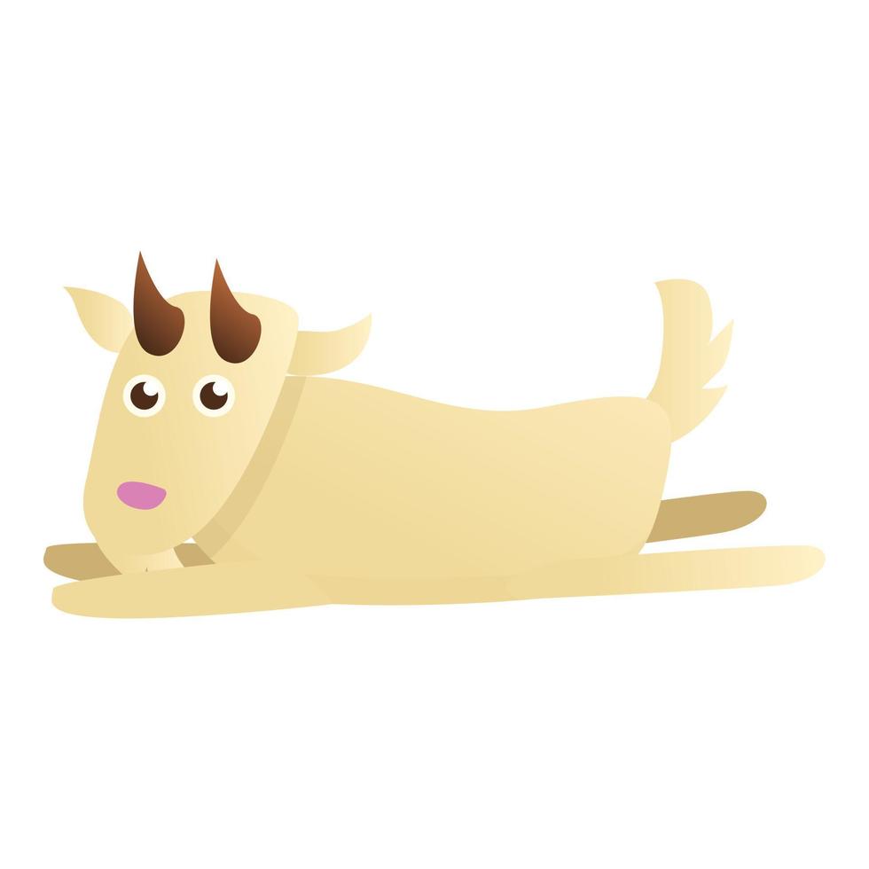 cabra yacía en el icono del suelo, estilo de dibujos animados vector