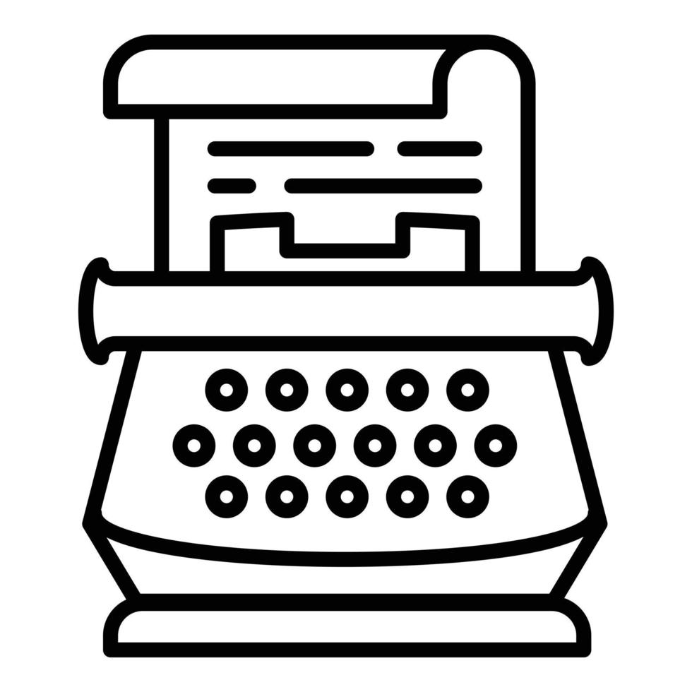 Retro typewriter icon, outline style vector