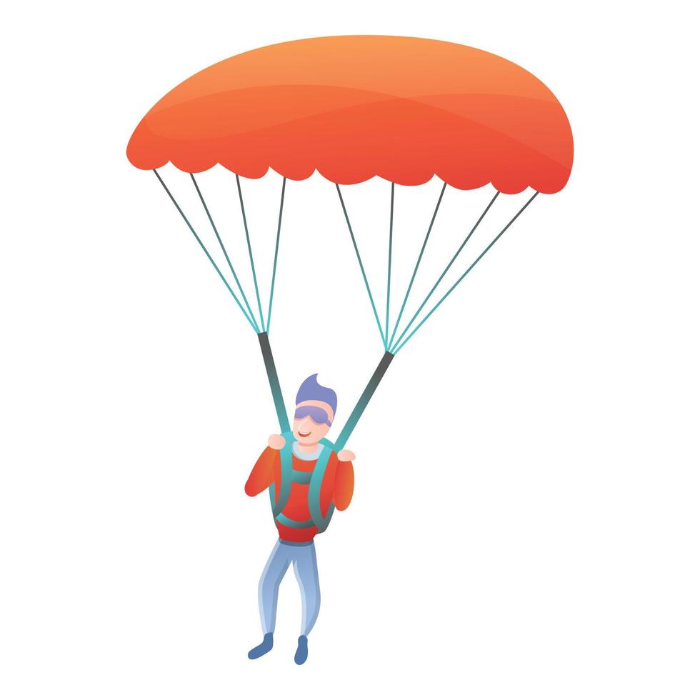 Professional parachuter icon, cartoon style vector
