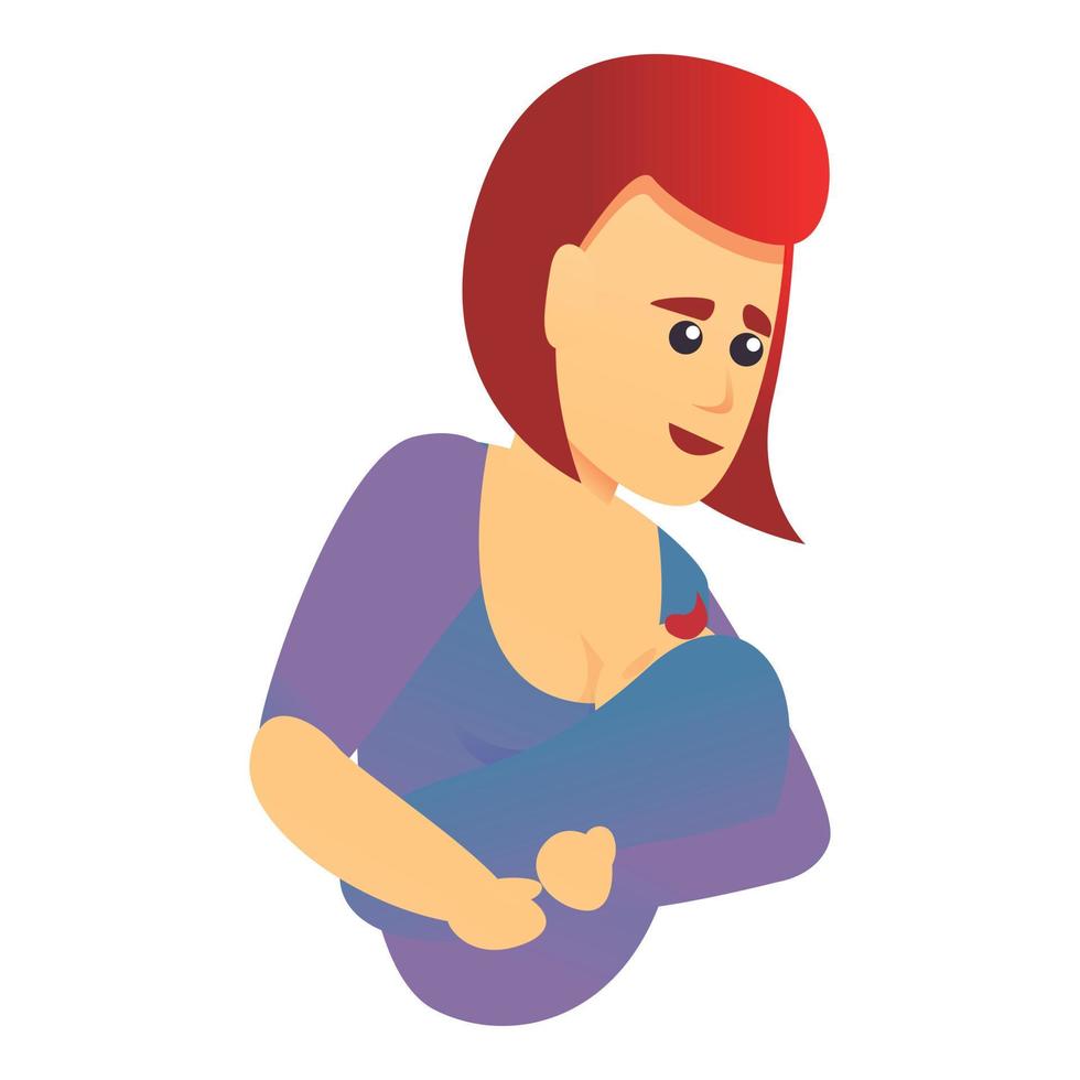 Maternity breastfeeding icon, cartoon style vector