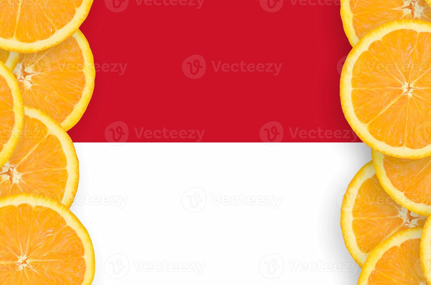 Indonesia flag  in citrus fruit slices vertical frame photo