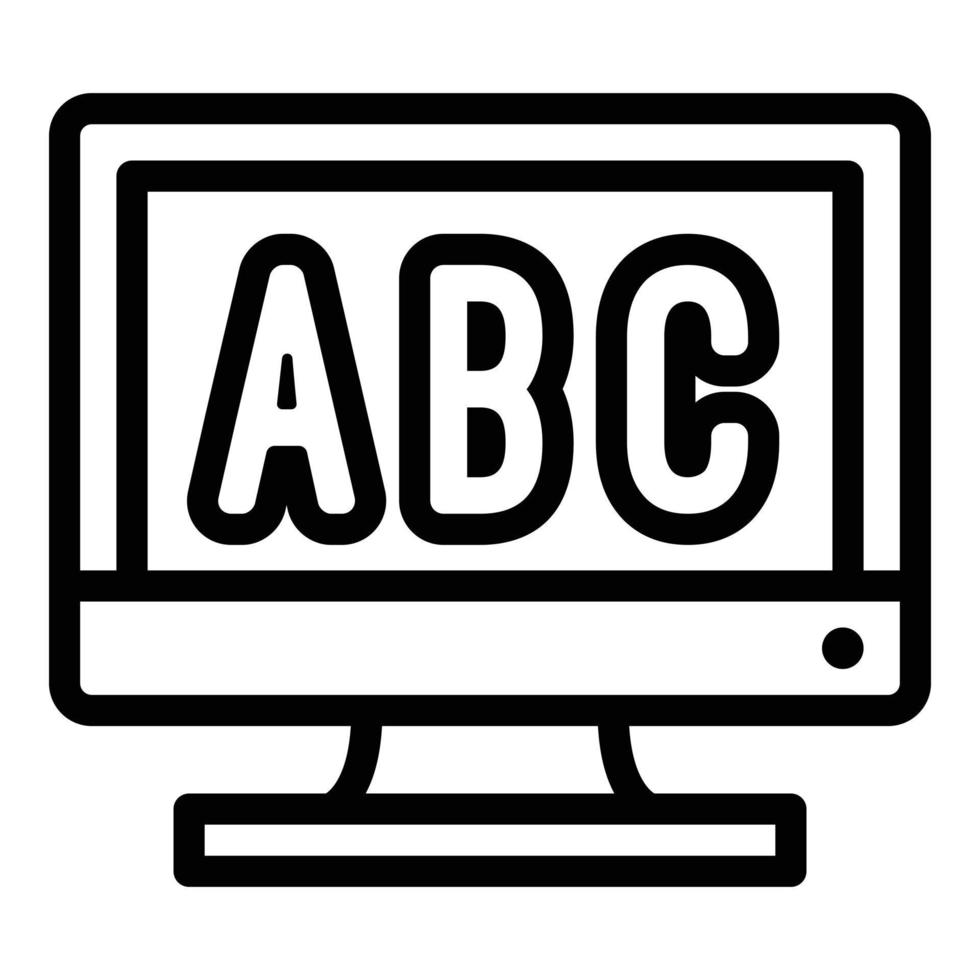 Letters on the monitor icon, outline style vector