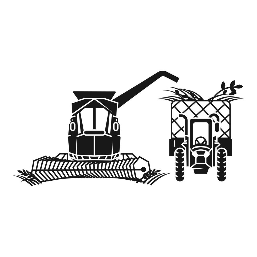 Combine harvester fill tractor icon, simple style vector