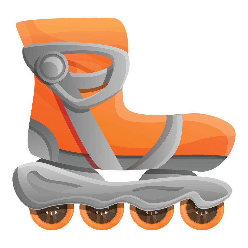 icono de patines en línea naranja, estilo de dibujos animados vector