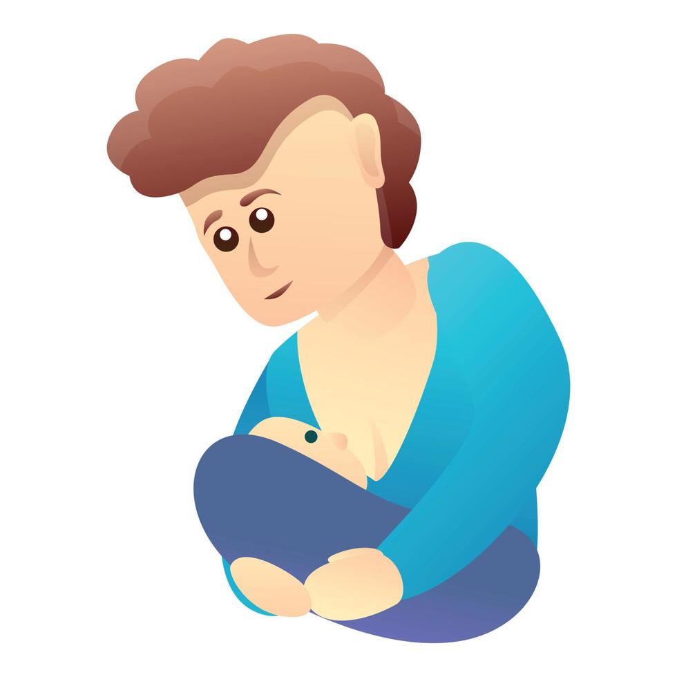 Woman breastfeeding icon, cartoon style vector