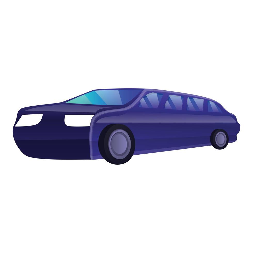 Blue limousine icon, cartoon style vector