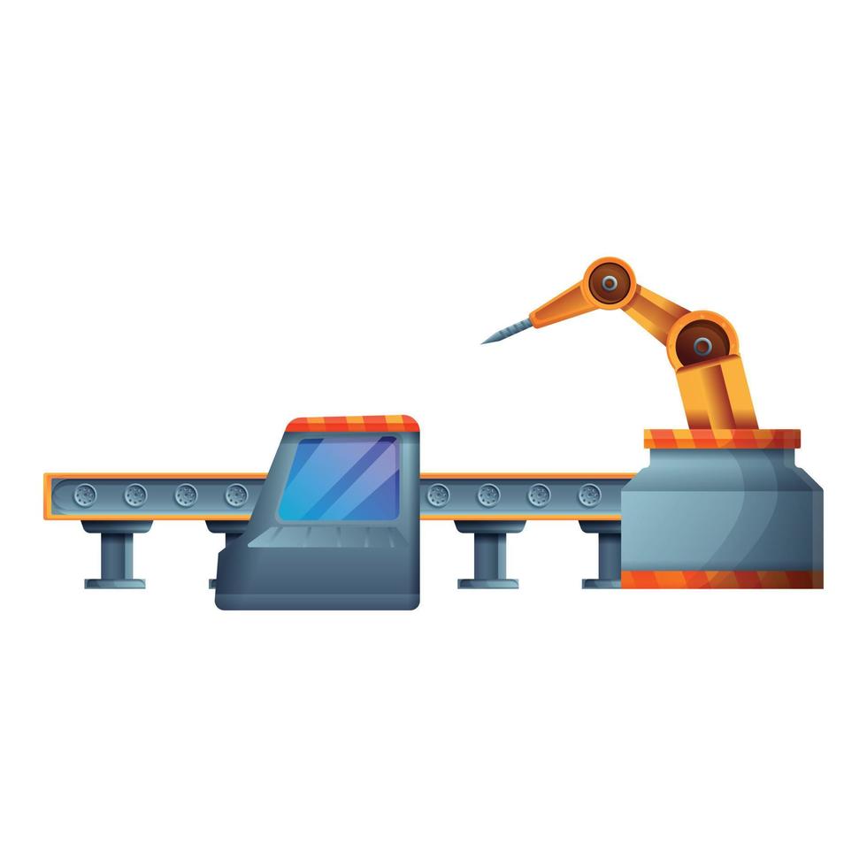 Car assembly line icon, cartoon style vector