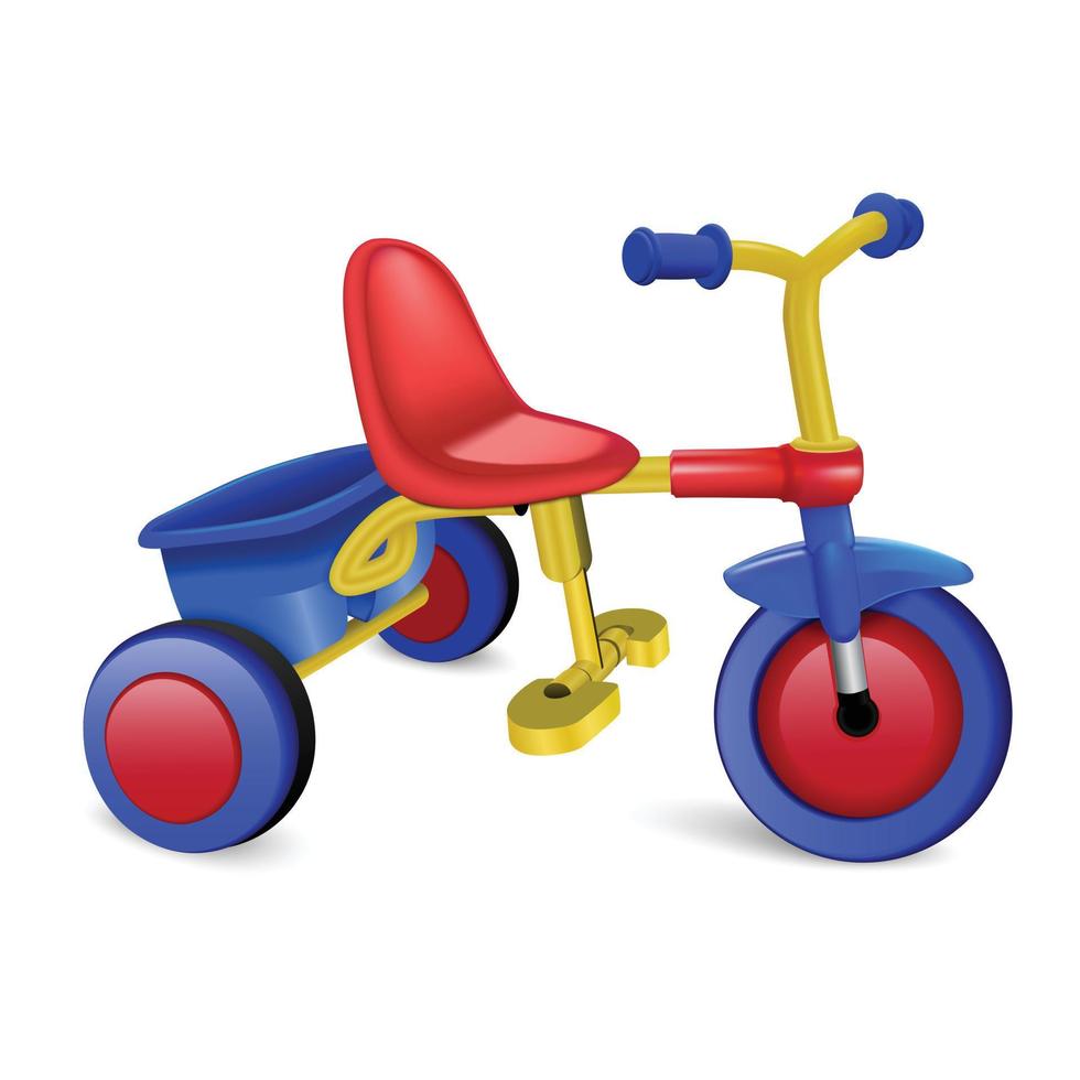 Tricycle icon, realistic style vector