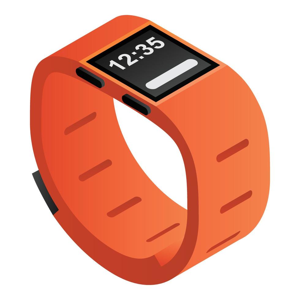 Red fitness tracker icon, isometric style vector