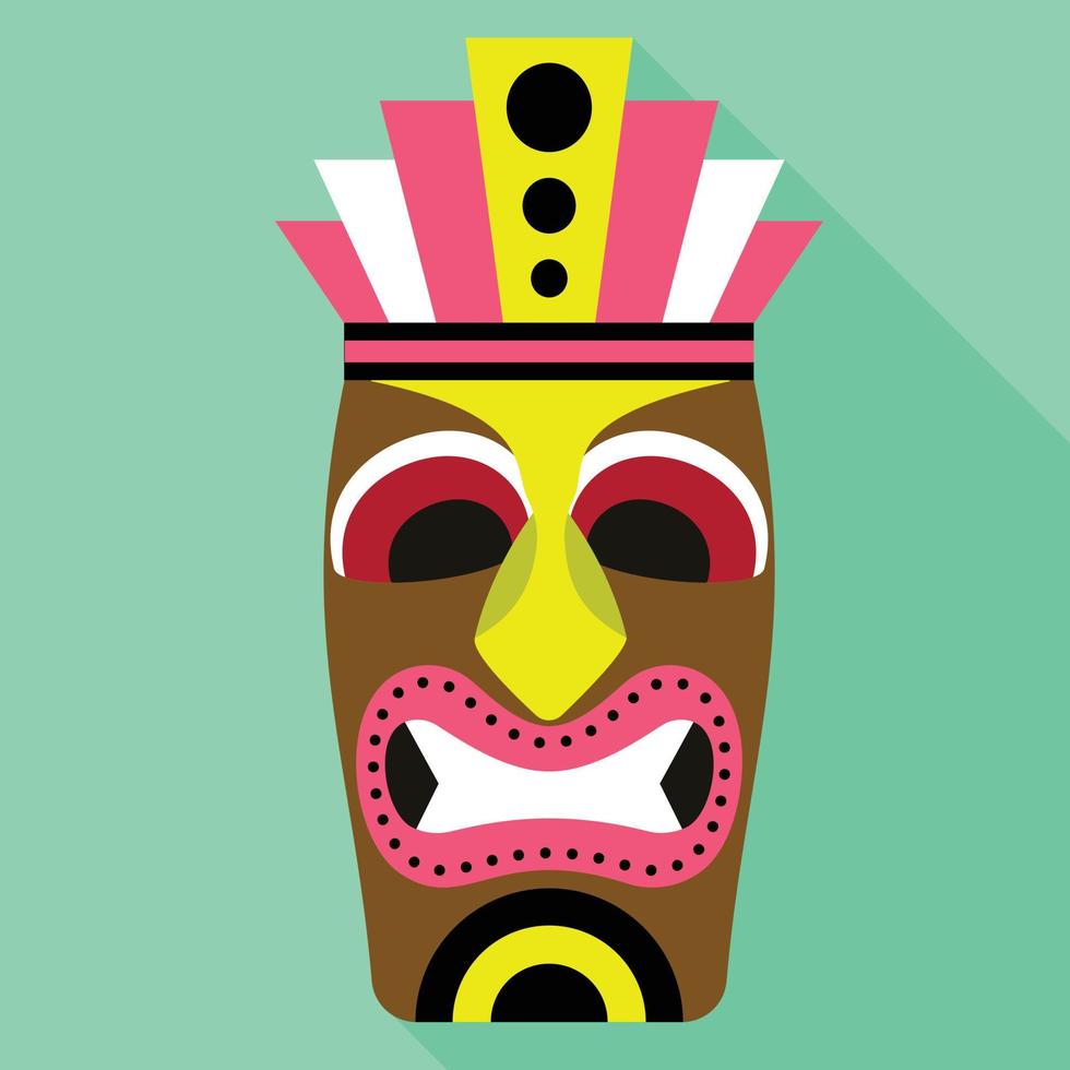 Ancient tiki idol icon, flat style vector