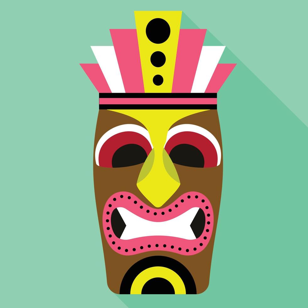 antiguo icono de ídolo tiki, estilo plano vector