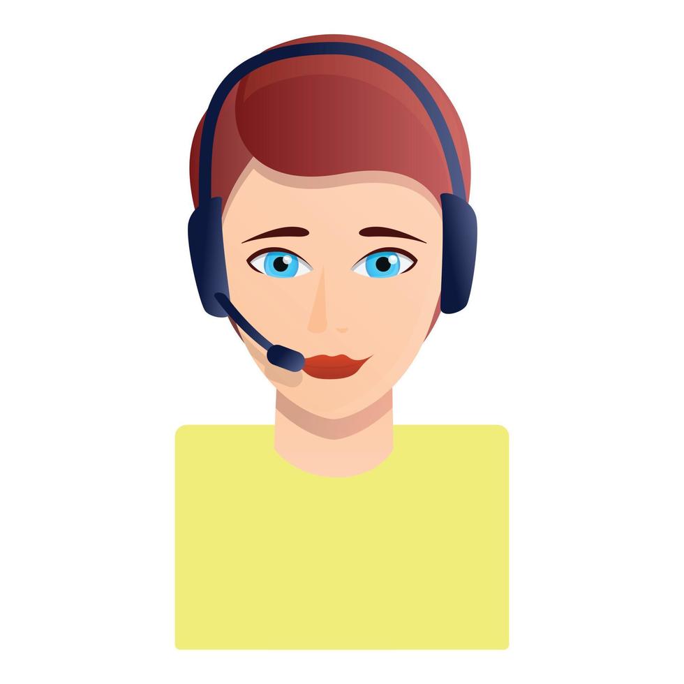 Woman call center manager icon, cartoon style vector