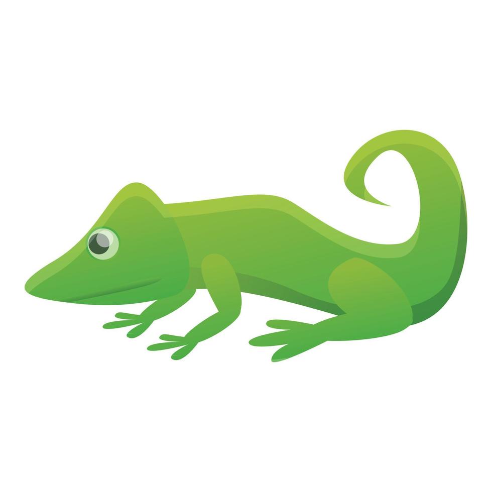 Green reptile icon, cartoon style vector