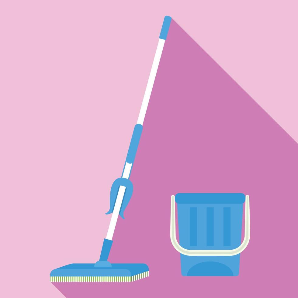 Domestic mop icon, flat style vector