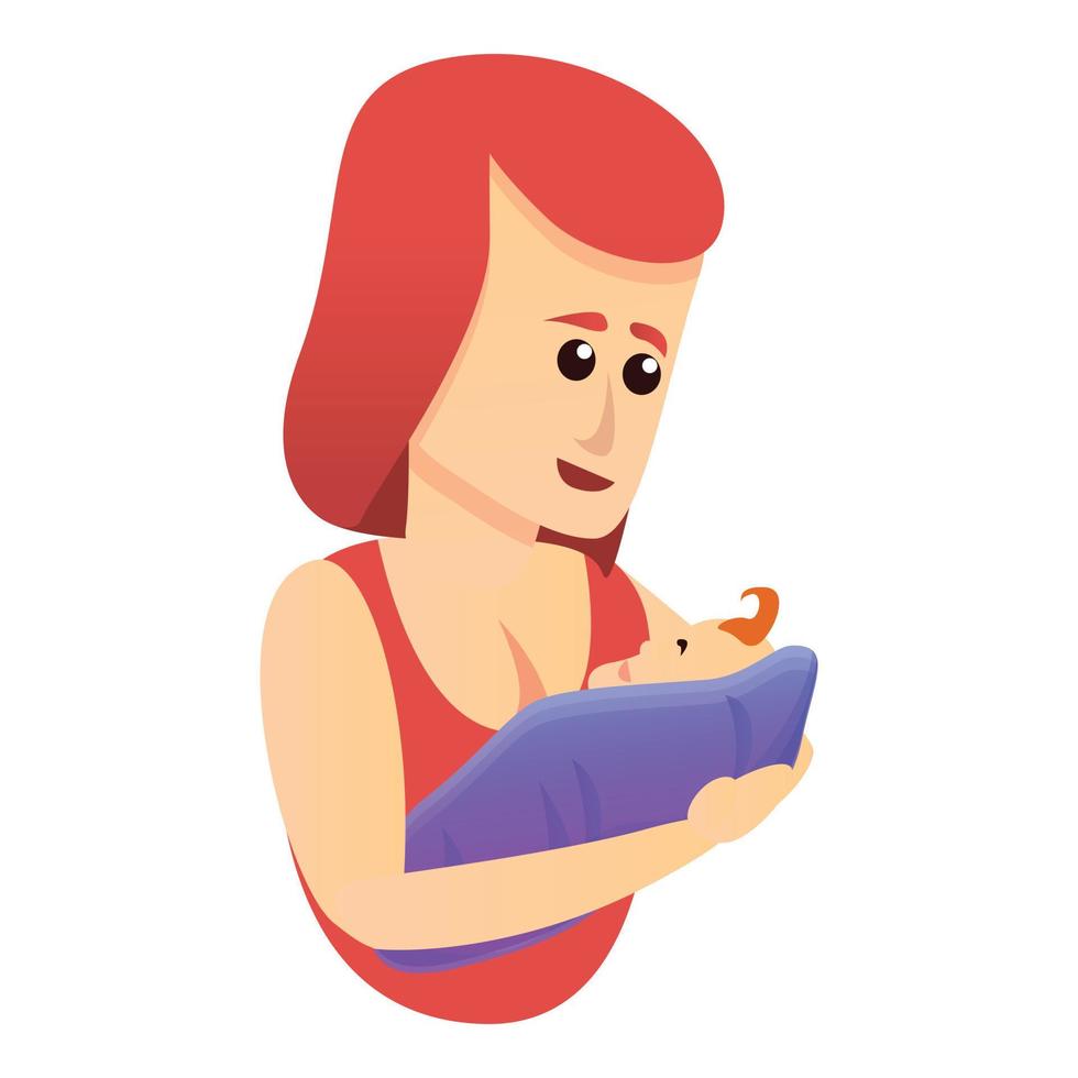 Mother breastfeeding icon, cartoon style vector