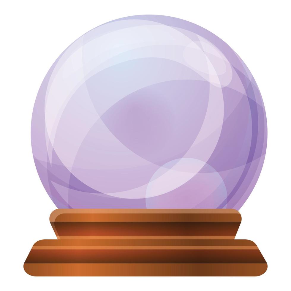 Magic globe glass icon, cartoon style vector