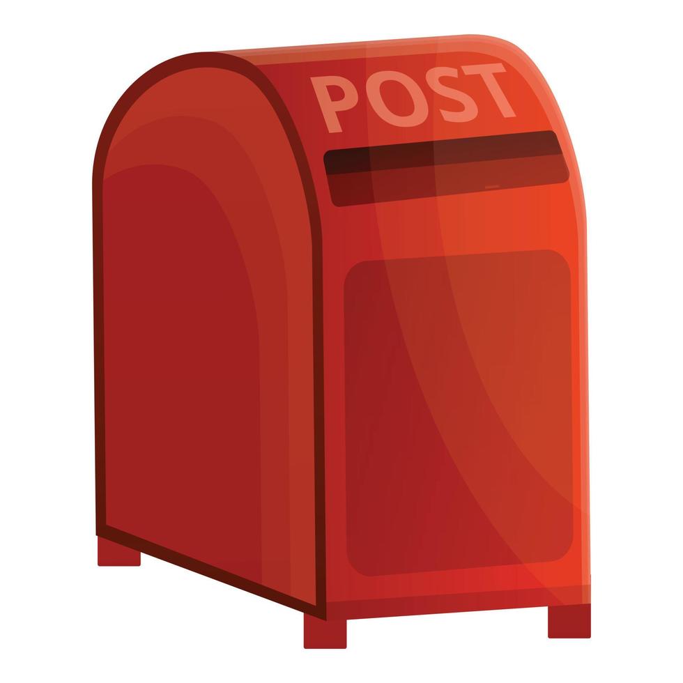 Red street post box icon, cartoon style vector