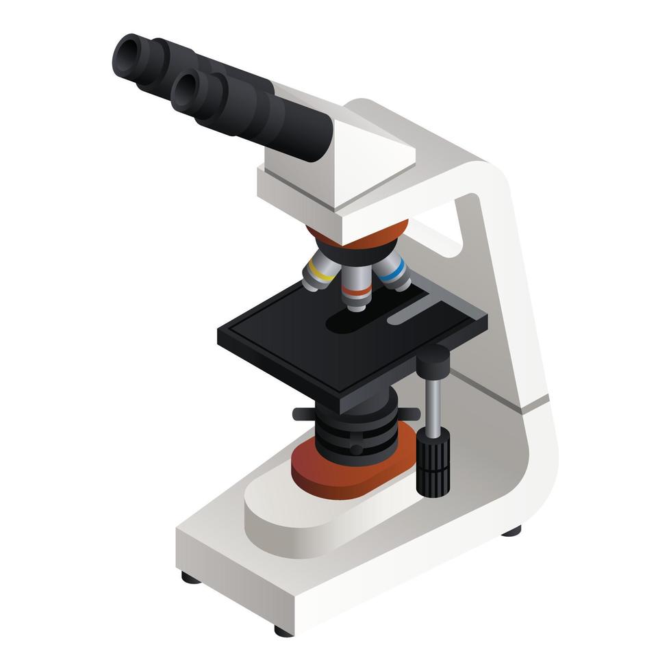 Medical microscope icon, isometric style vector