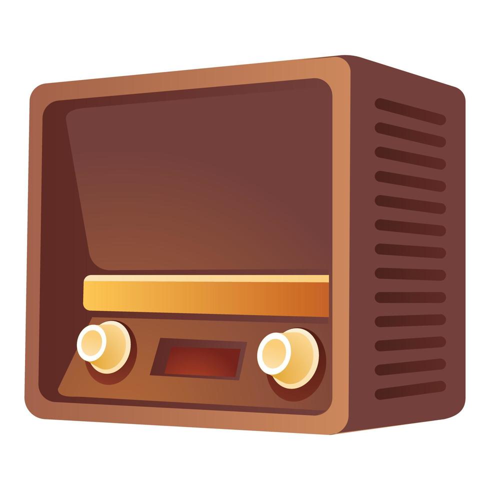 Retro radio icon, cartoon style vector