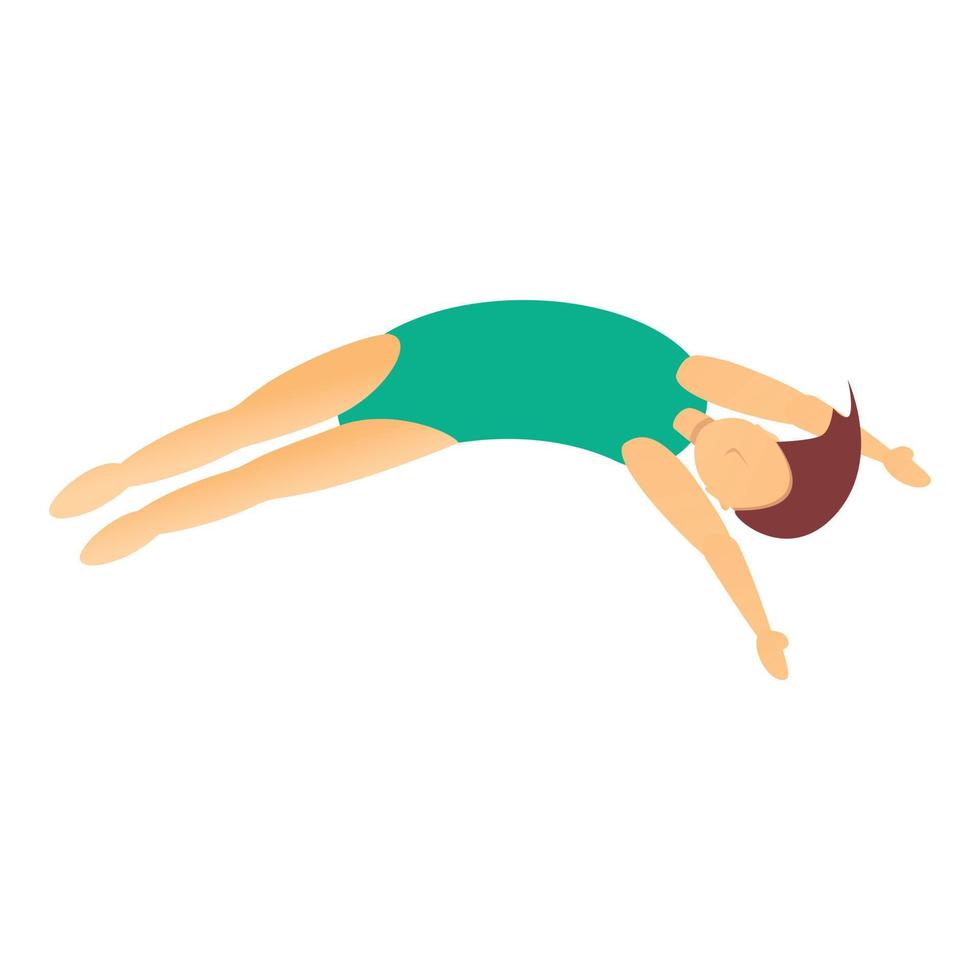 Girl lateral pool jump icon, cartoon style vector