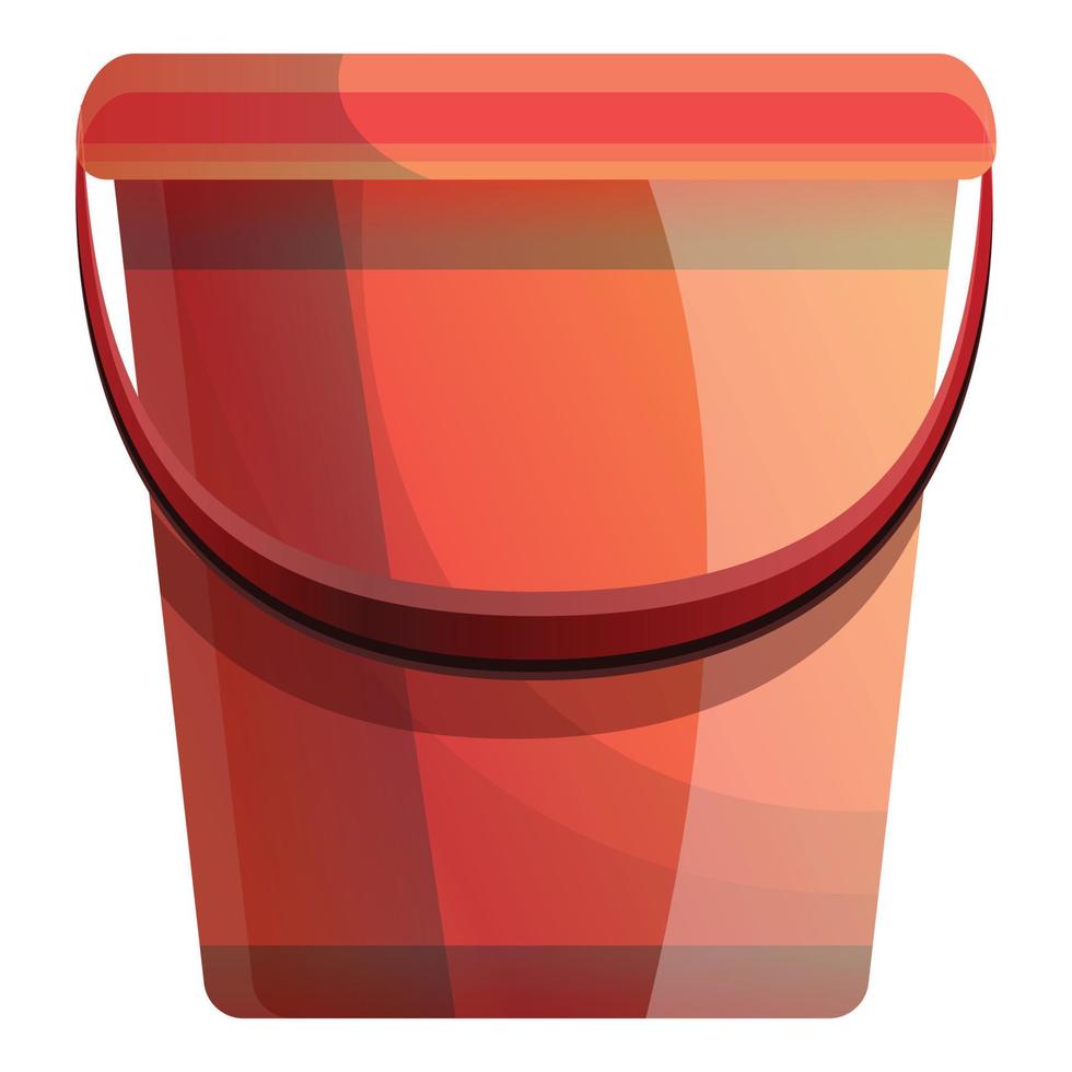 Red bucket icon, cartoon style vector