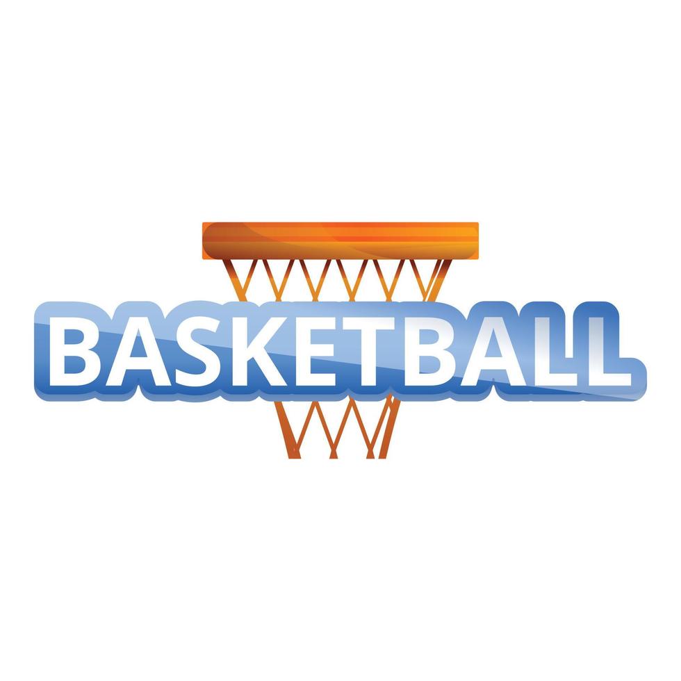 Basketball basket logo, cartoon style vector