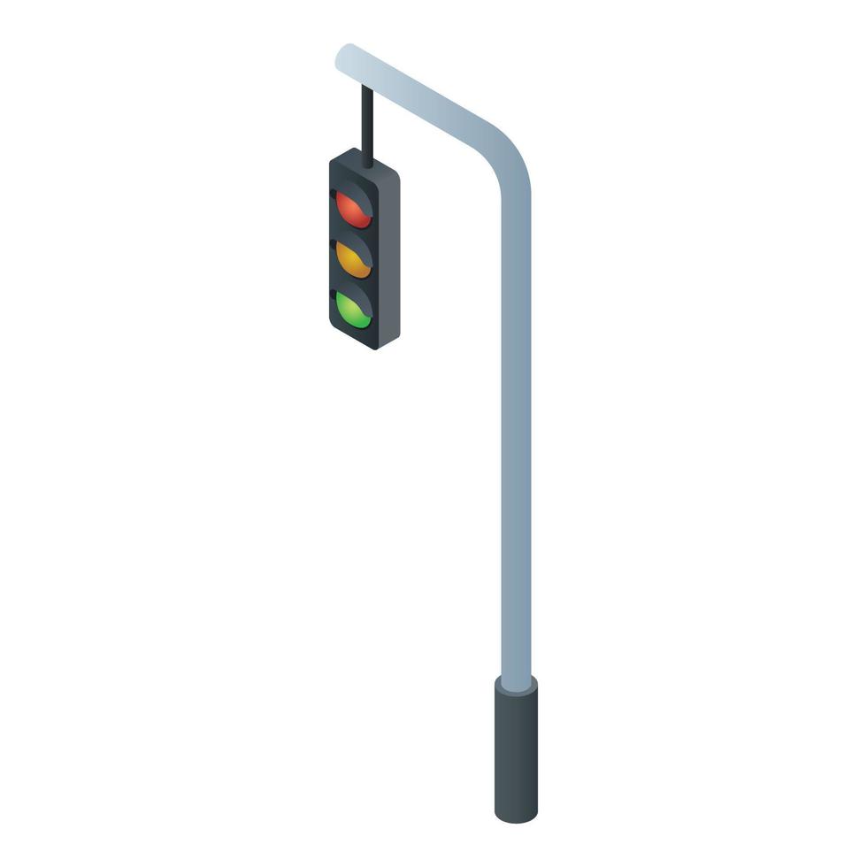 Pillar traffic lights icon, isometric style vector