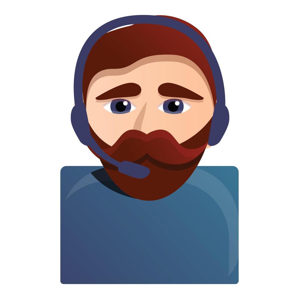 Hipster call center worker icon, cartoon style vector