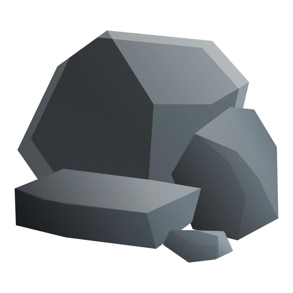 Coal stones icon, cartoon style vector